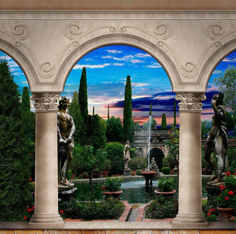 Roman Garden Arch Photography Backdrop - Basic 10 x 8