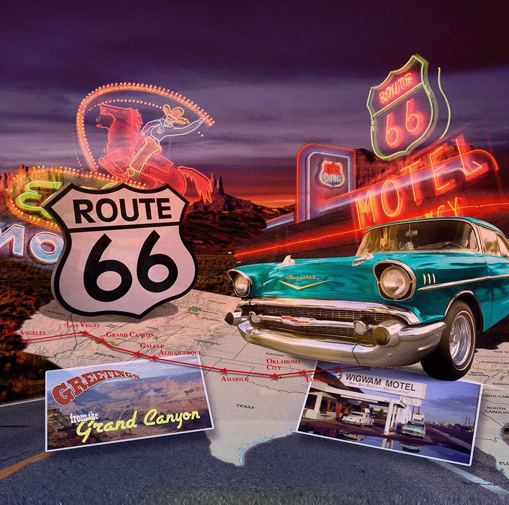 Route 66 Highway Photo Backdrop - Pro 10 x 10
