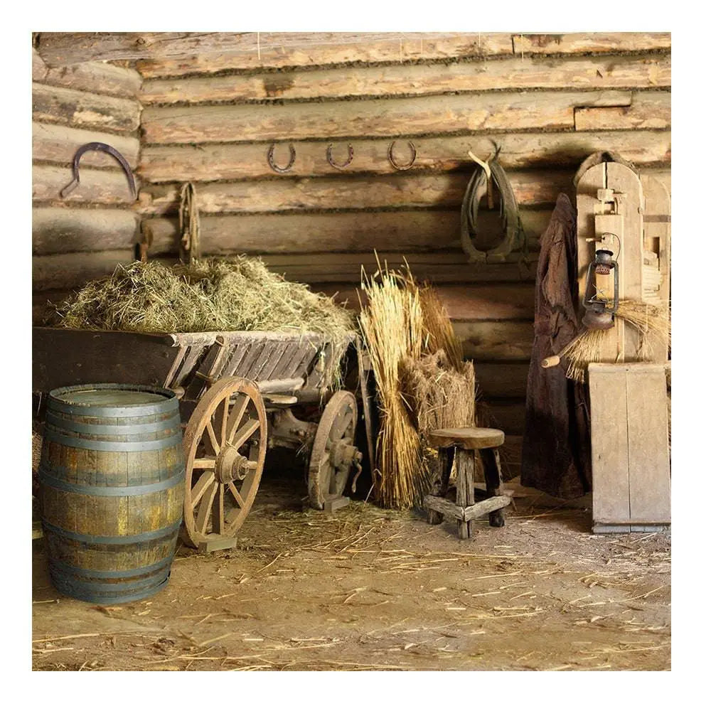 Rustic Barn Country Western Photo Backdrop - Basic 8 x 8