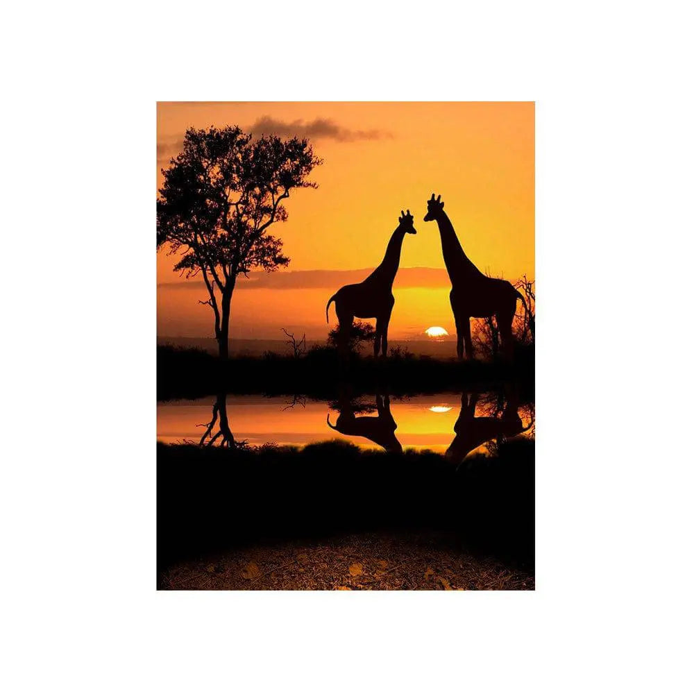 Giraffe Safari Sunset Photo Backdrop - Basic 4.4  x 5