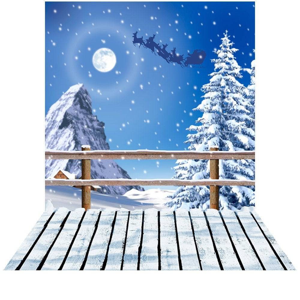 Santa's Sleigh Winter Photo Backdrop