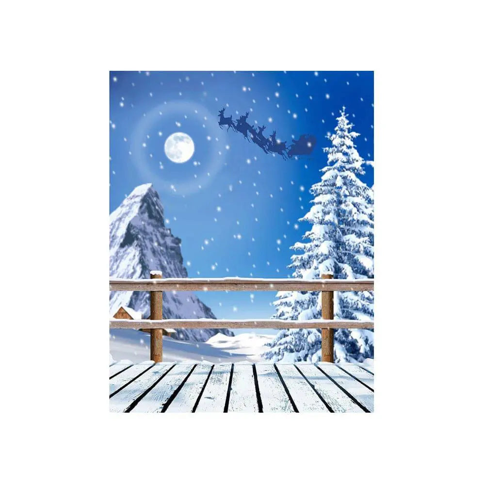 Santa's Sleigh Winter Photo Backdrop - Basic 4.4  x 5