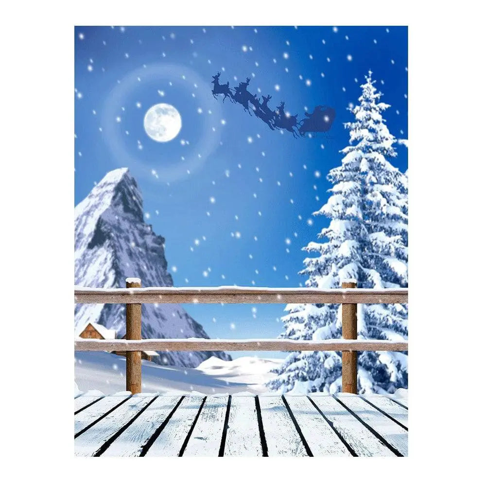 Santa's Sleigh Winter Photo Backdrop - Pro 6  x 8