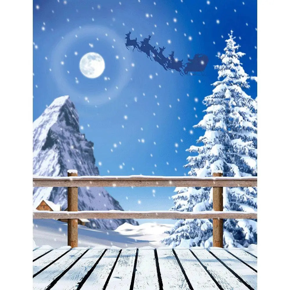 Santa's Sleigh Winter Photo Backdrop - Pro 8  x 10