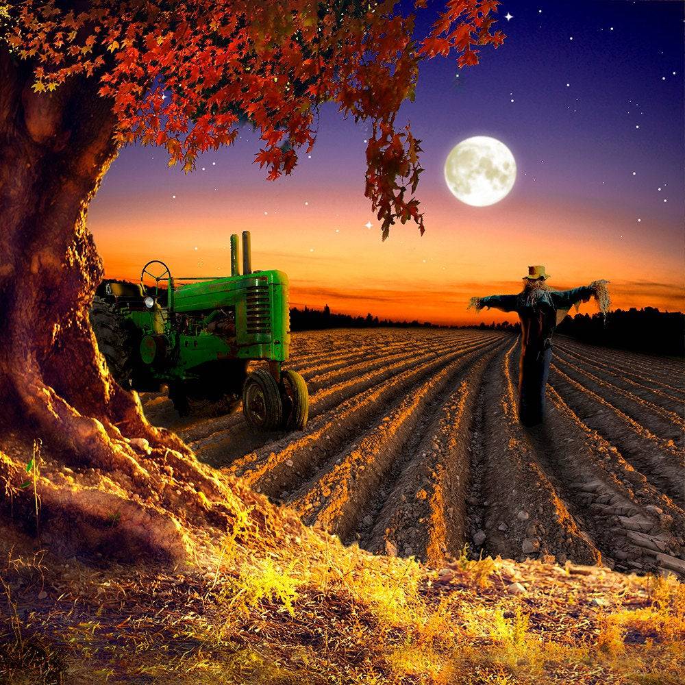 Scarecrow Harvest Moon Photo Backdrop - Pro 10 x 8
