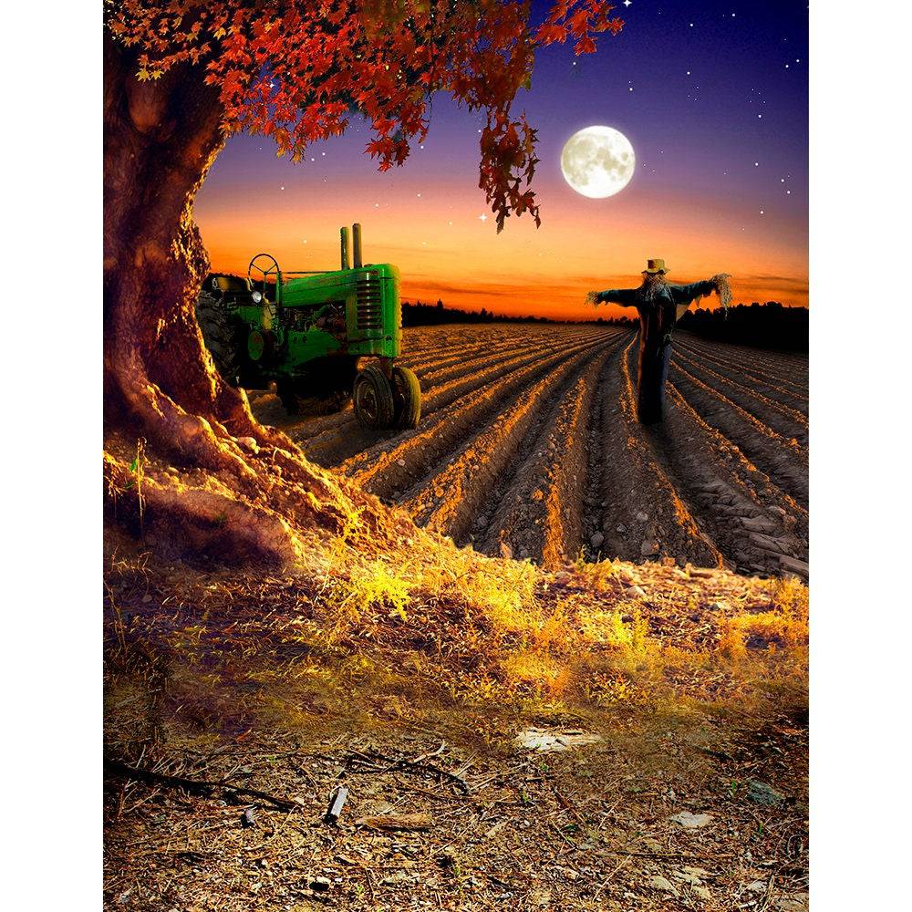 Scarecrow Harvest Moon Photo Backdrop - Pro 8 x 10