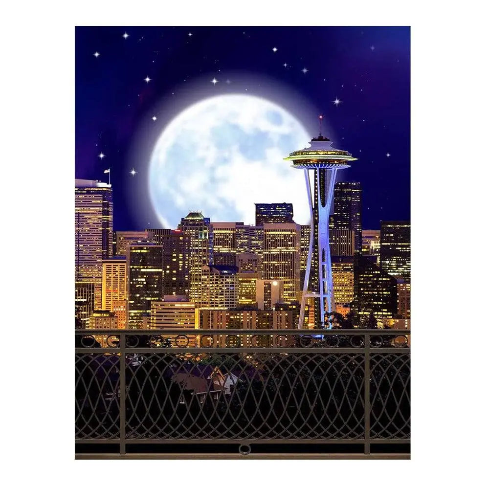 Seattle Skyline at Night Photo Backdrop - Pro 6  x 8