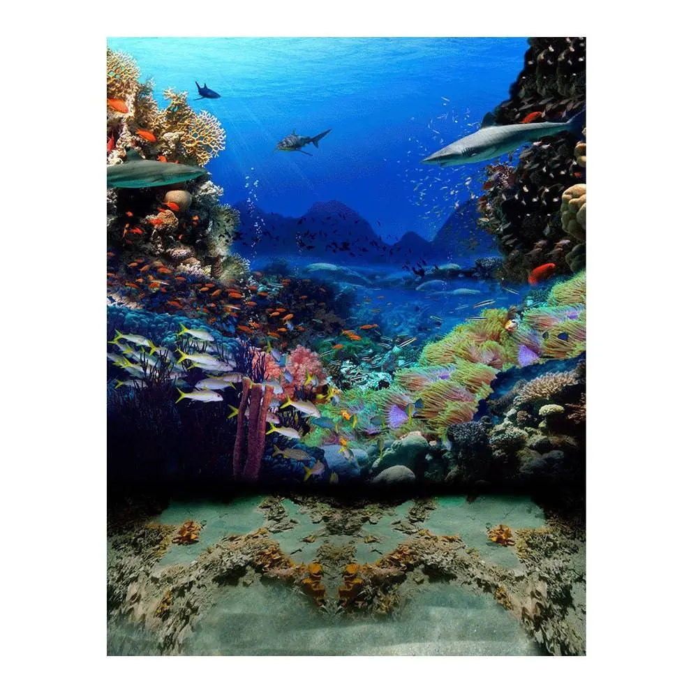 Shark Coral Reef Ocean Bottom Photo Backdrop - Pro 6  x 8