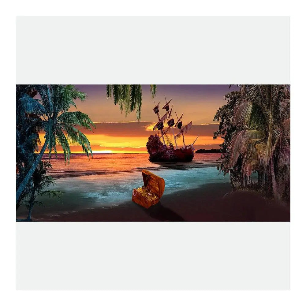 Shipwreck Sunset Beach Photo Backdrop - Basic 16  x 8