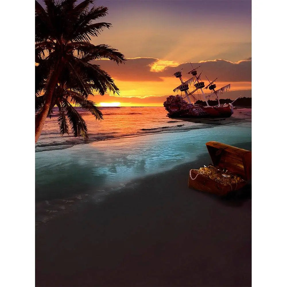 Shipwreck Sunset Beach Photo Backdrop - Basic 8  x 10