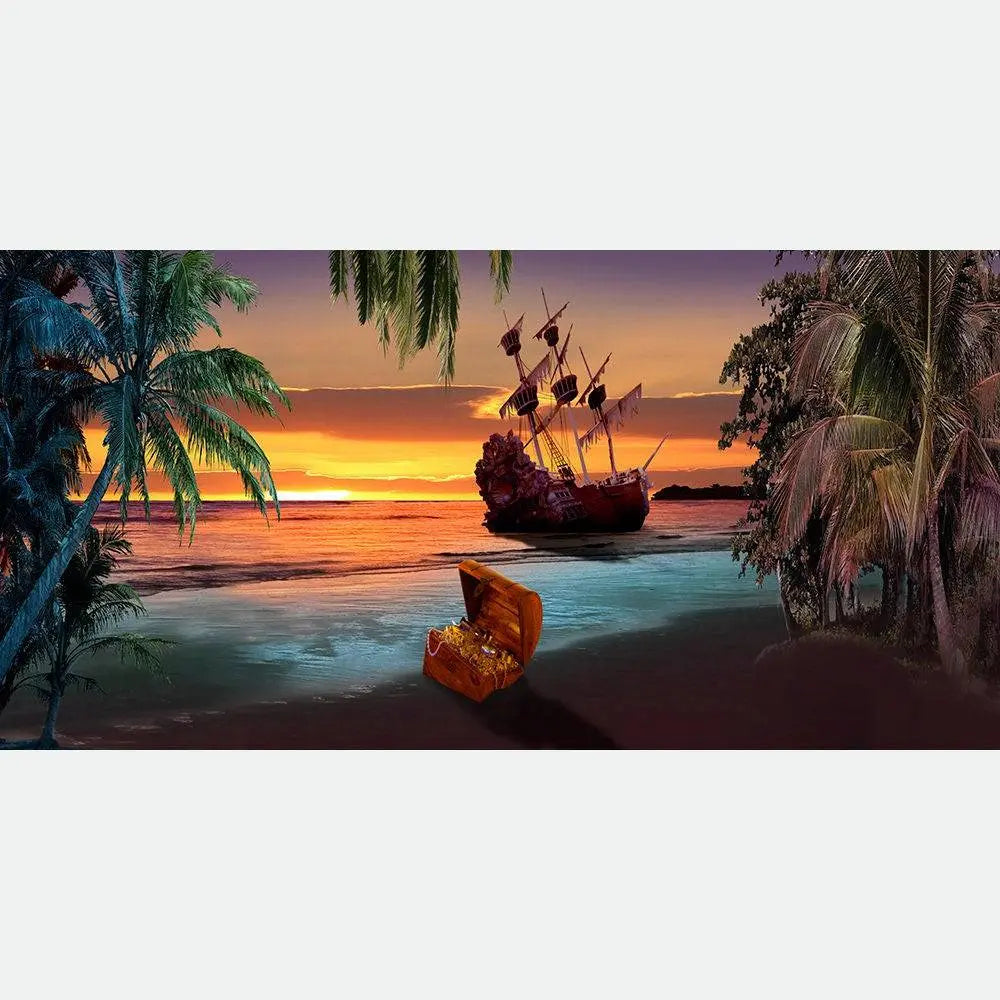 Shipwreck Sunset Beach Photo Backdrop - Pro 20  x 10