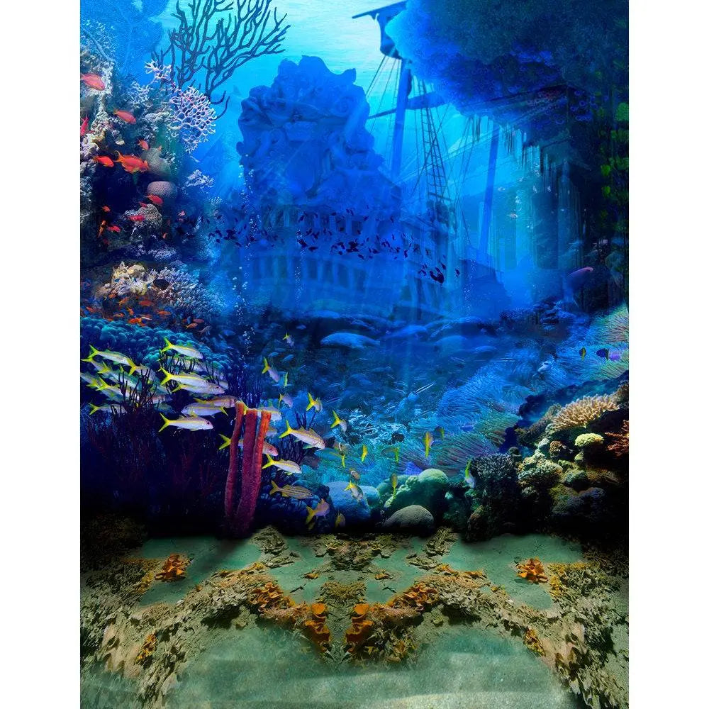 Under Sea Pirate Shipwreck Photo Backdrop - Basic 8  x 10