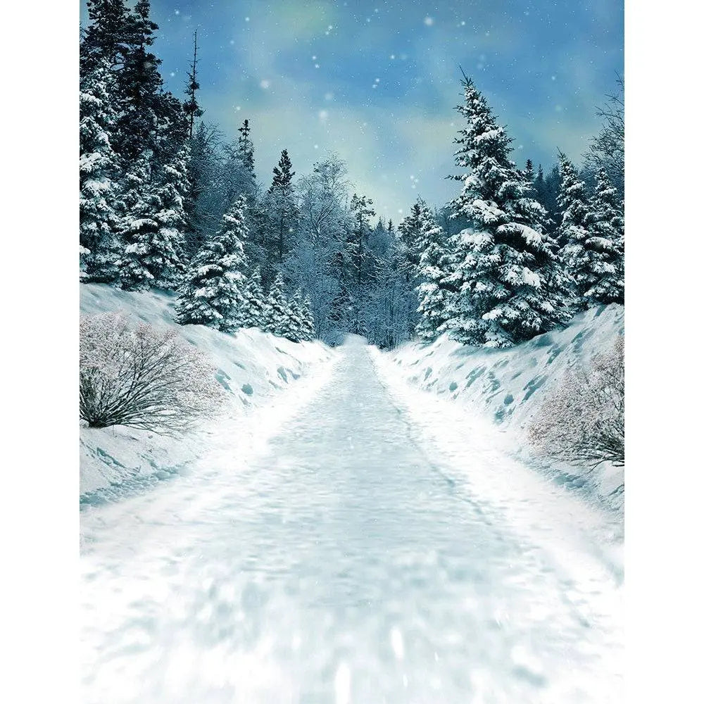 Snowy White Winter Photo Backdrop - Basic 8 x 10