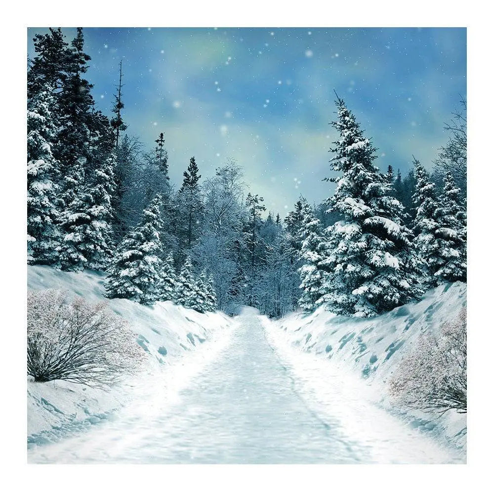 Snowy White Winter Photo Backdrop - Basic 8 x 8