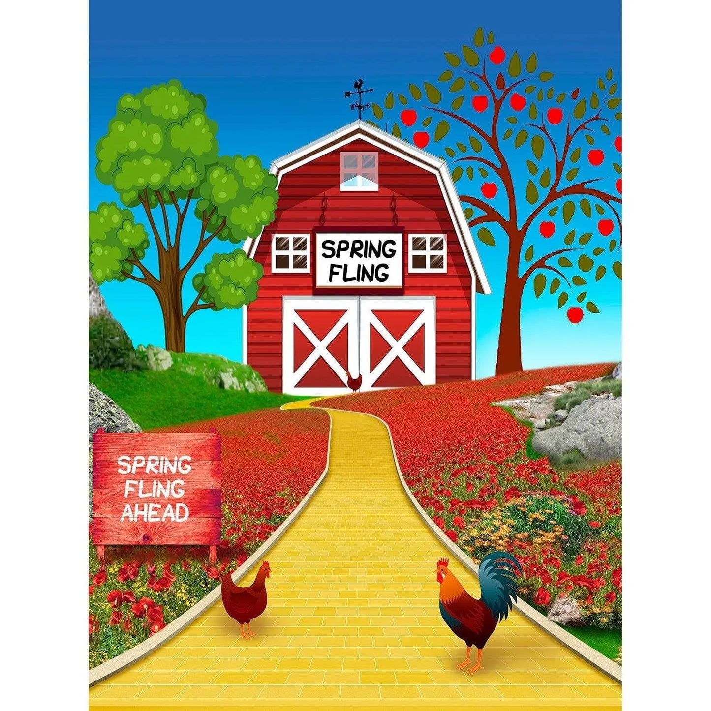 Spring Fling Red Barn Photo Backdrop - Basic 8  x 10