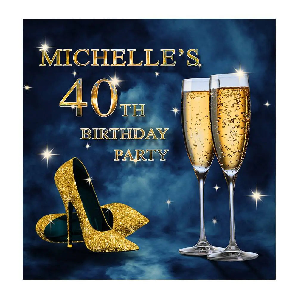 Stiletto Heels and Champagne Birthday Party Photo Backdrop