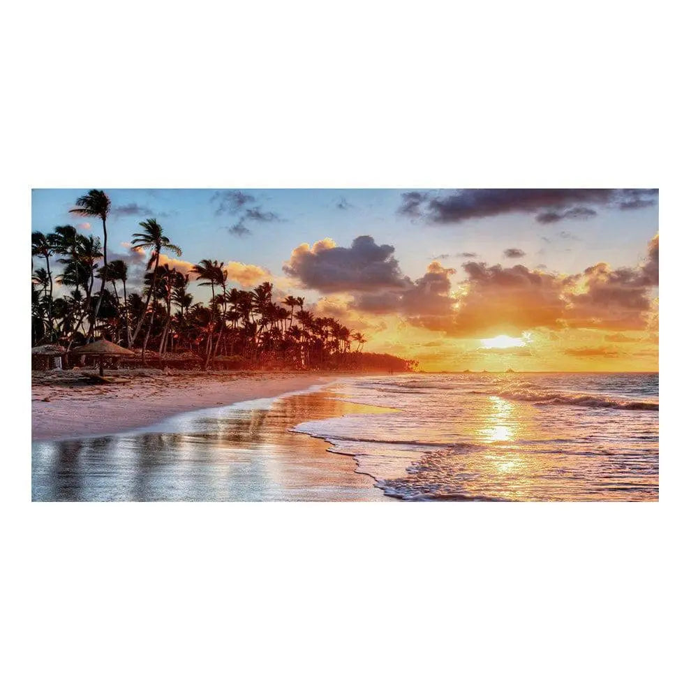 Sunset Beach Palm Trees Photo Backdrop - Basic 16 x 8