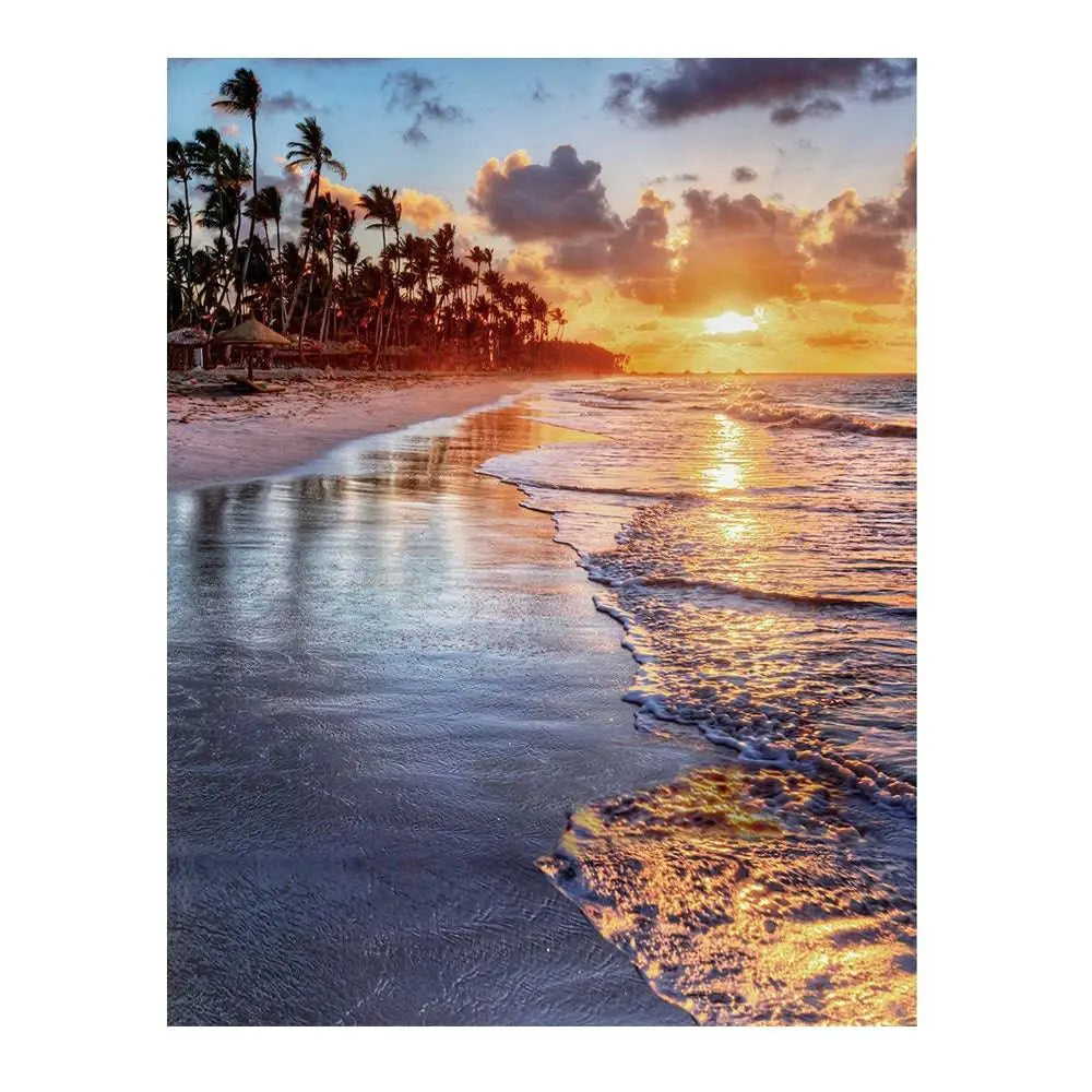 Sunset Beach Palm Trees Photo Backdrop - Basic 6 x 8