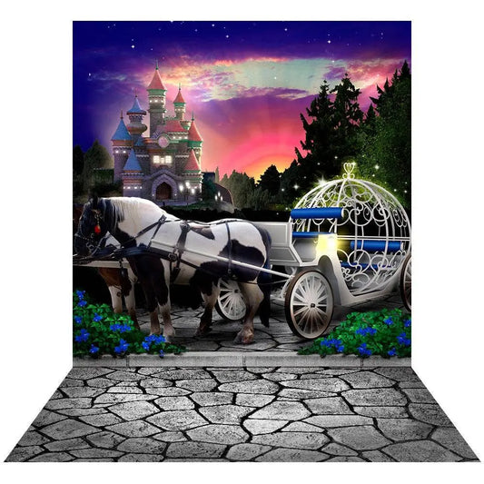 Pink and Purple Cinderella's Ball Photo Backdrop - Basic 8  x 16