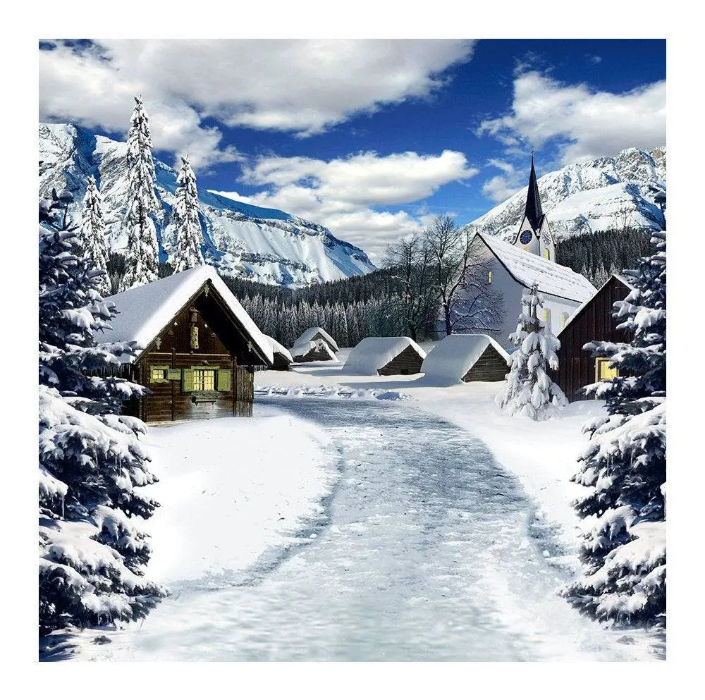 Swiss Winter Holiday Photo Backdrop - Basic 8  x 8