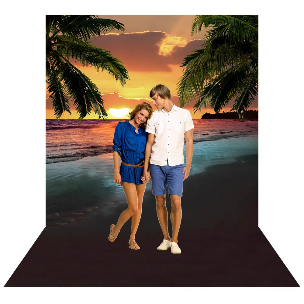 Tropical Island Beach Sunset Photo Backdrop Alba Backgrounds