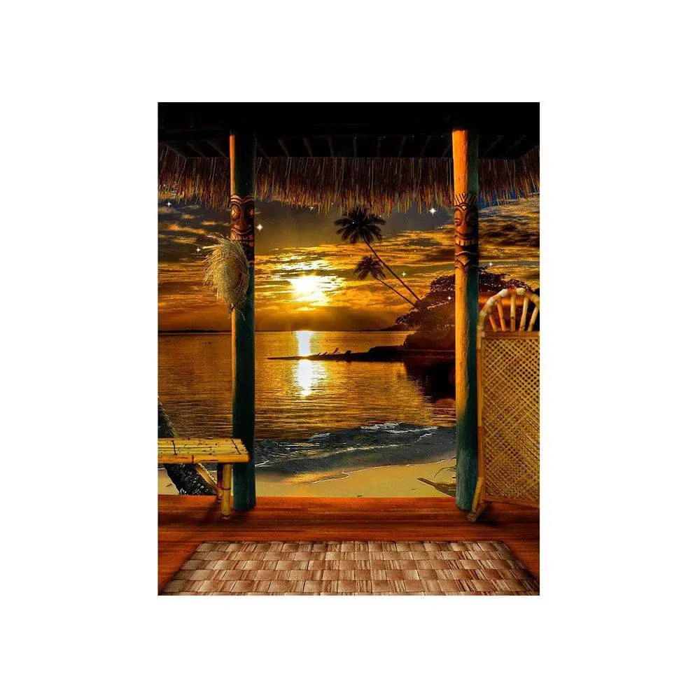 Tropical Beach Sunset Photo Backdrop - Basic 4.4  x 5