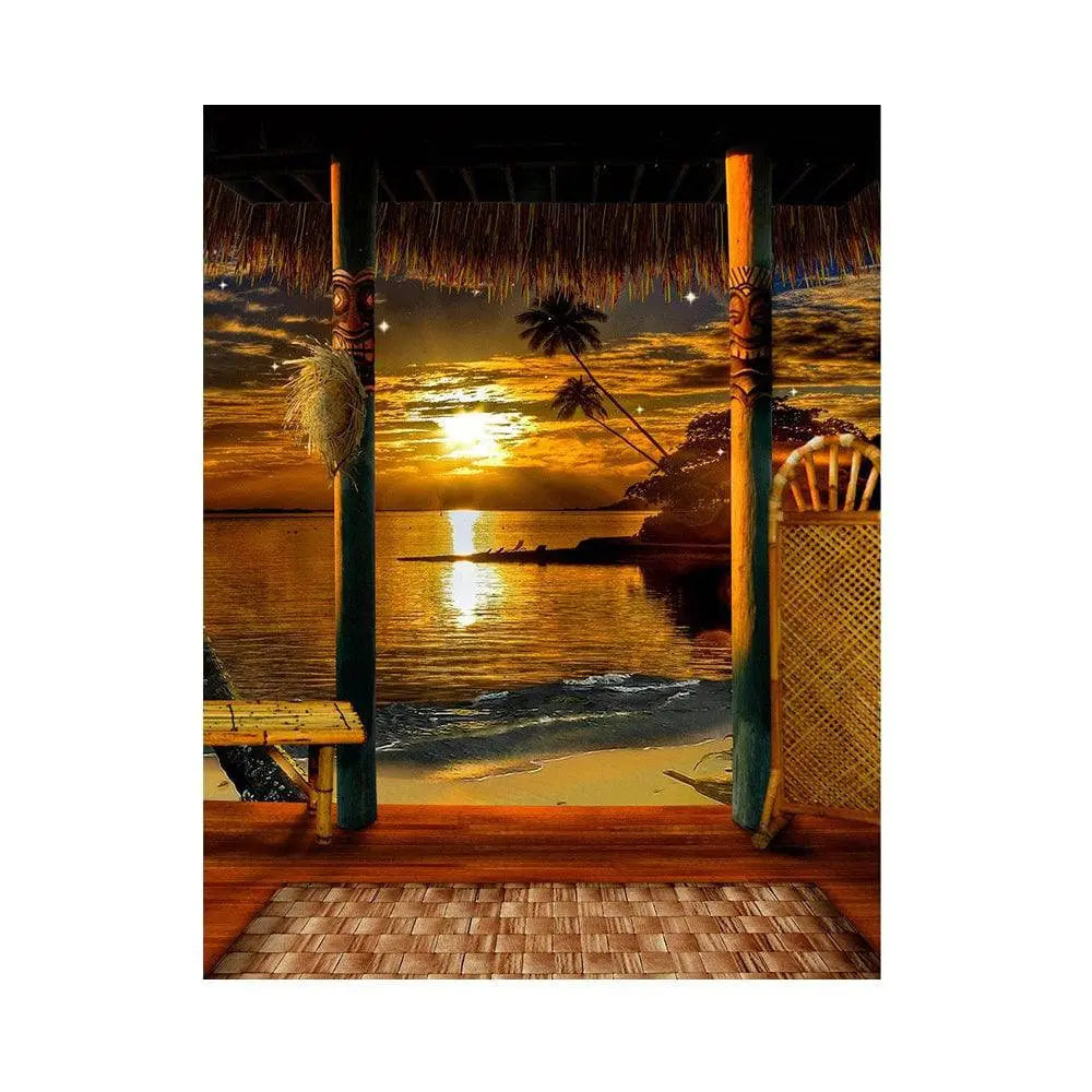 Tropical Beach Sunset Photo Backdrop - Basic 5.5  x 6.5