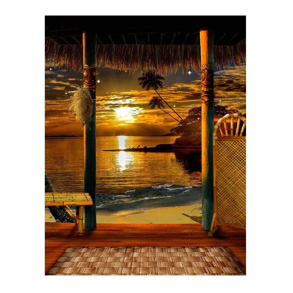 Tropical Beach Sunset Photo Backdrop - Basic 6  x 8