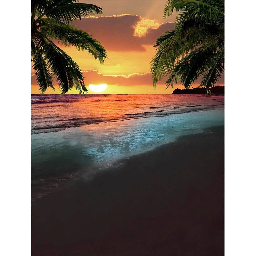 Tropical Island Beach Sunset Photography Backdrop - Basic 8 x 10