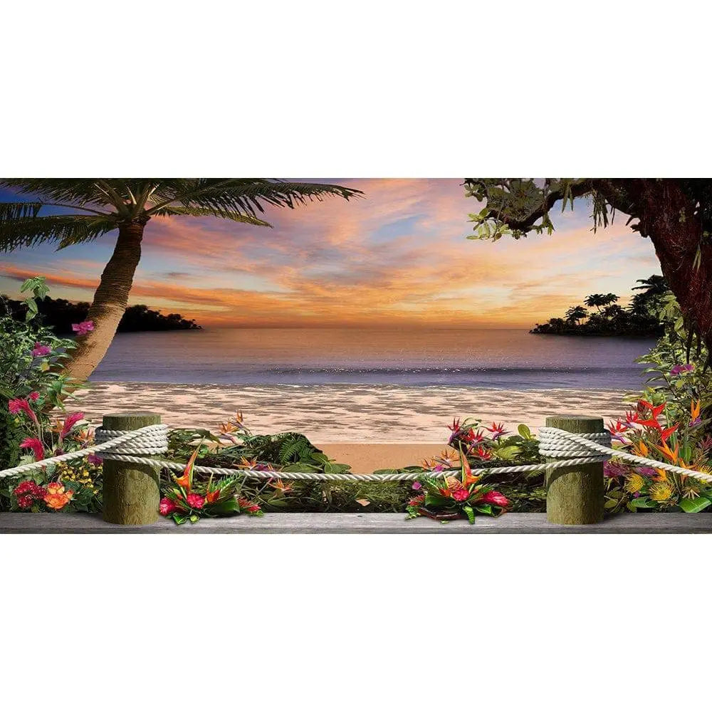 Tropical Flower Beach Photo Backdrop - Pro 20 x 10
