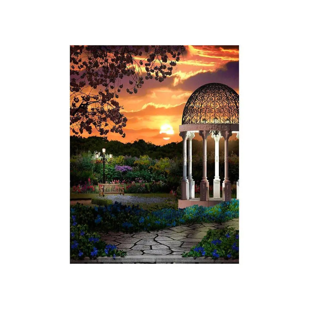 Twilight Gazebo Garden Photography Backdrop - Basic 4.4  x 5