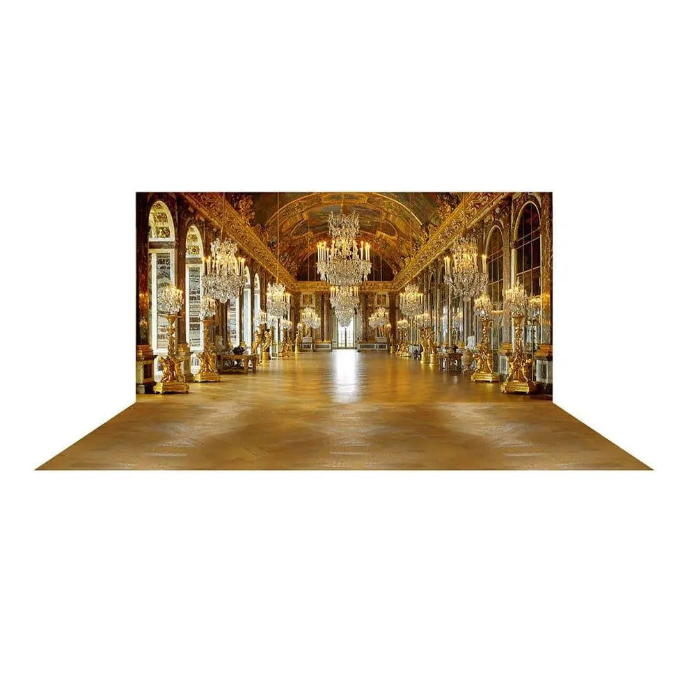 Versailles France Chandelier Hall Photo Backdrop - Basic 16 x 16