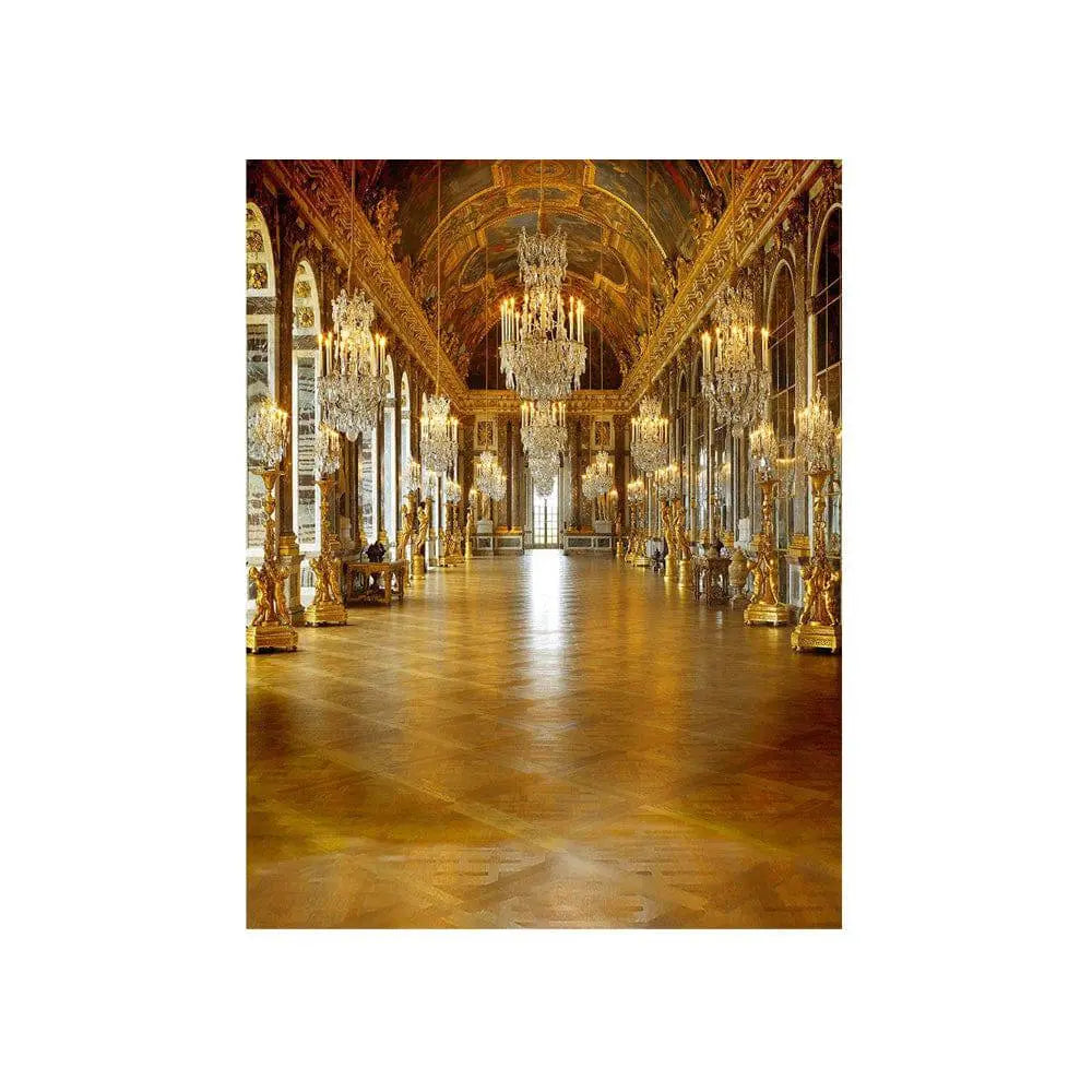 Versailles France Chandelier Hall Photo Backdrop - Basic 4.4 x 5