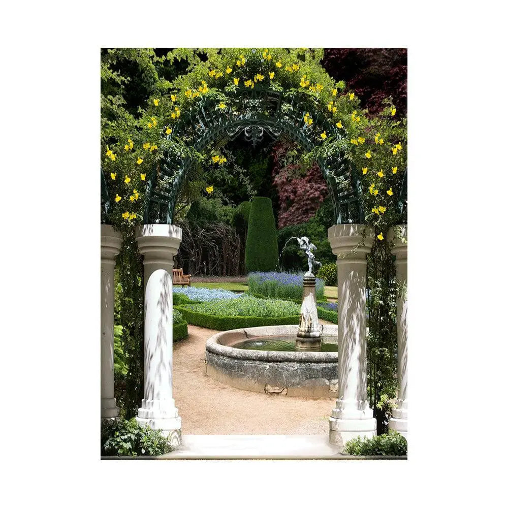 Wedding Garden Arch Fountain Photography Backdrop