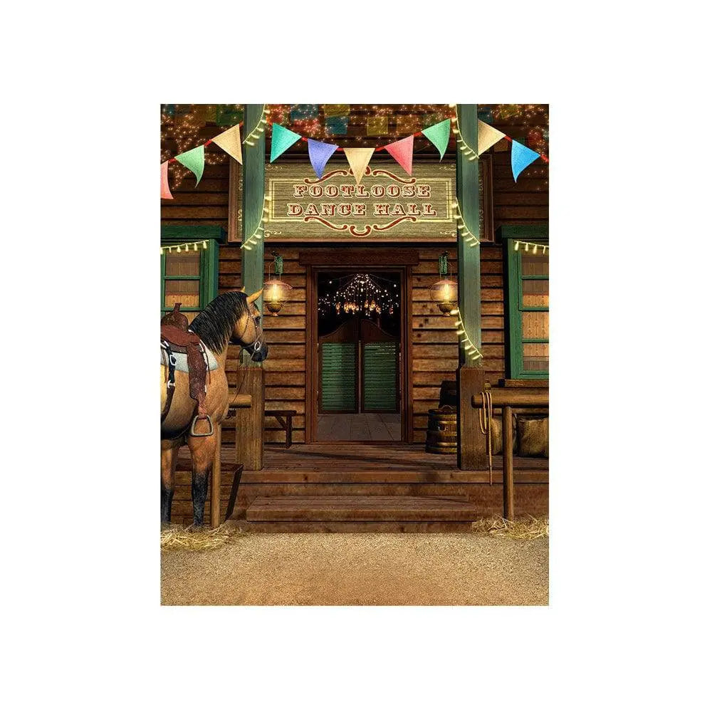 Country Western Dance Hall Photo Backdrop - Basic 4.4 x 5