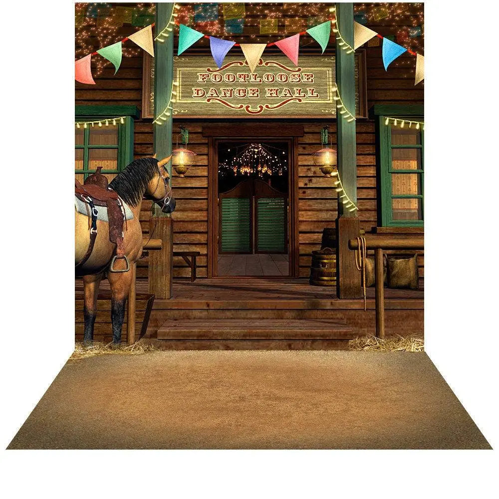 Country Western Dance Hall Photo Backdrop - Basic 8 x 16