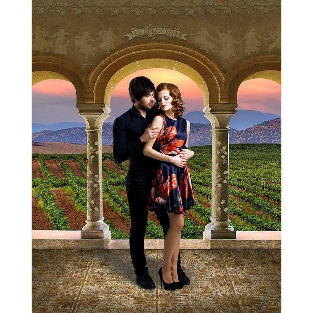 Wine Country Vineyard Backdrop Party Decor, Prom Dance Events, Weddings or Wine Tasting Party Decorations with Grapes - Large Photo Backdrop - Basic 4.4 x 5