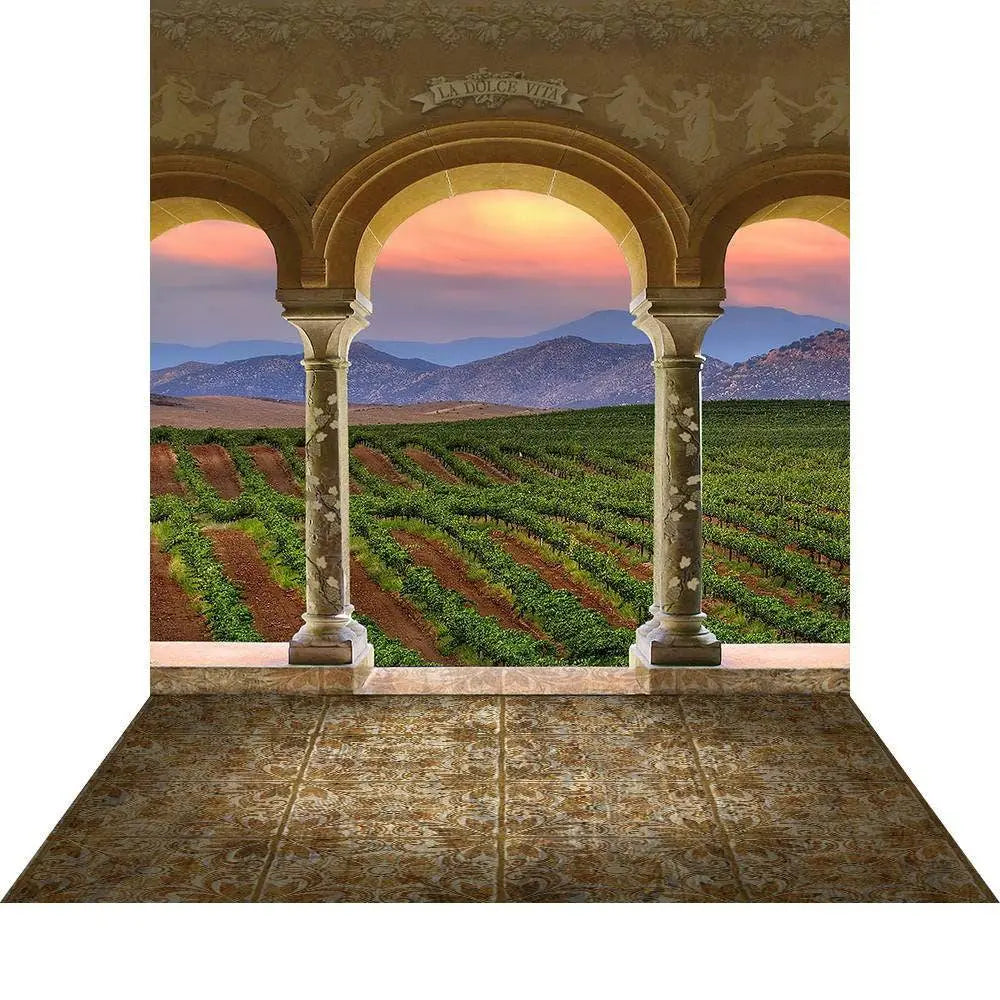 Wine Country Vineyard Columns Photography Backdrop - Basic 8  x 16