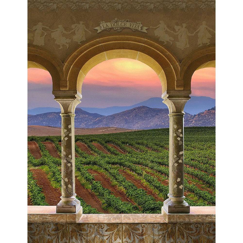 Wine Country Vineyard Columns Photography Backdrop - Pro 8  x 10