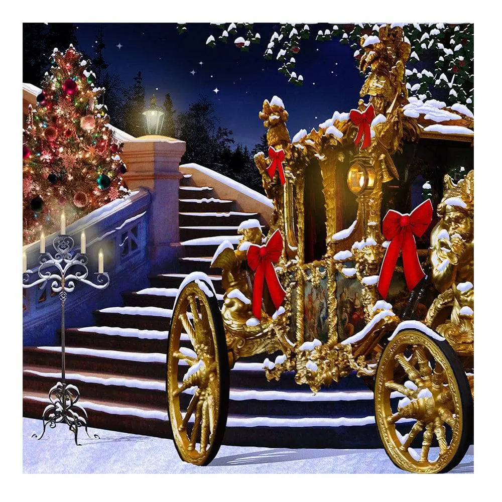 Winter Ball Holiday Carriage Photo Backdrop - Basic 8  x 8