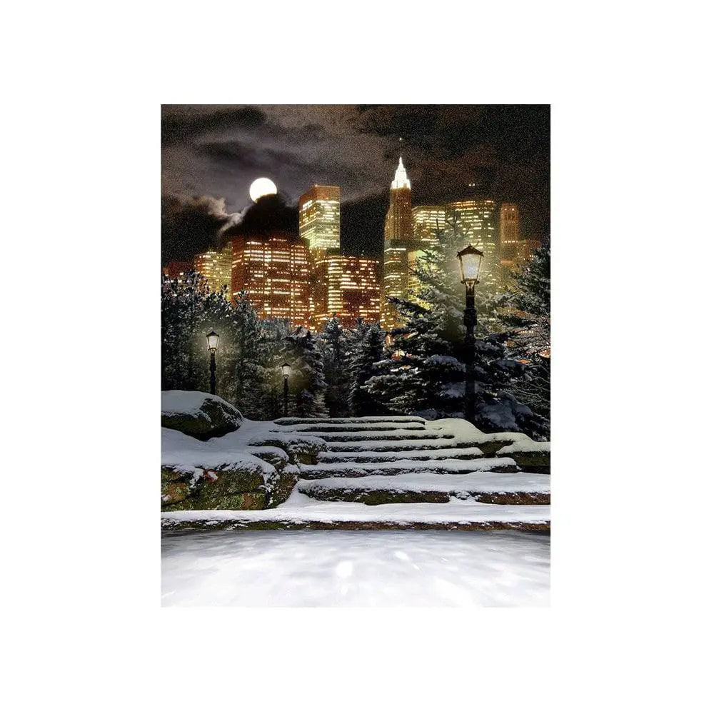 Winter City At Night Photo Backdrop - Basic 4.4 x 5