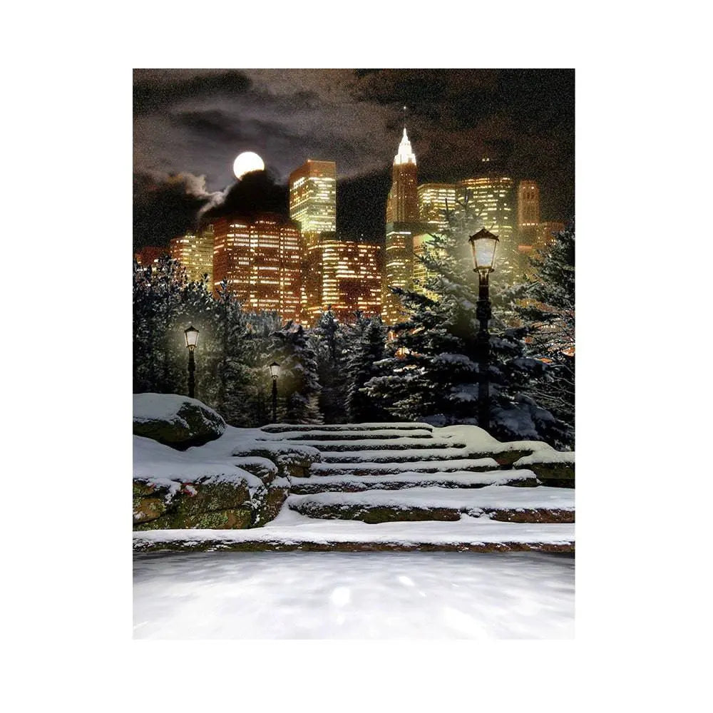 Winter City At Night Photo Backdrop - Basic 5.5 x 6.5