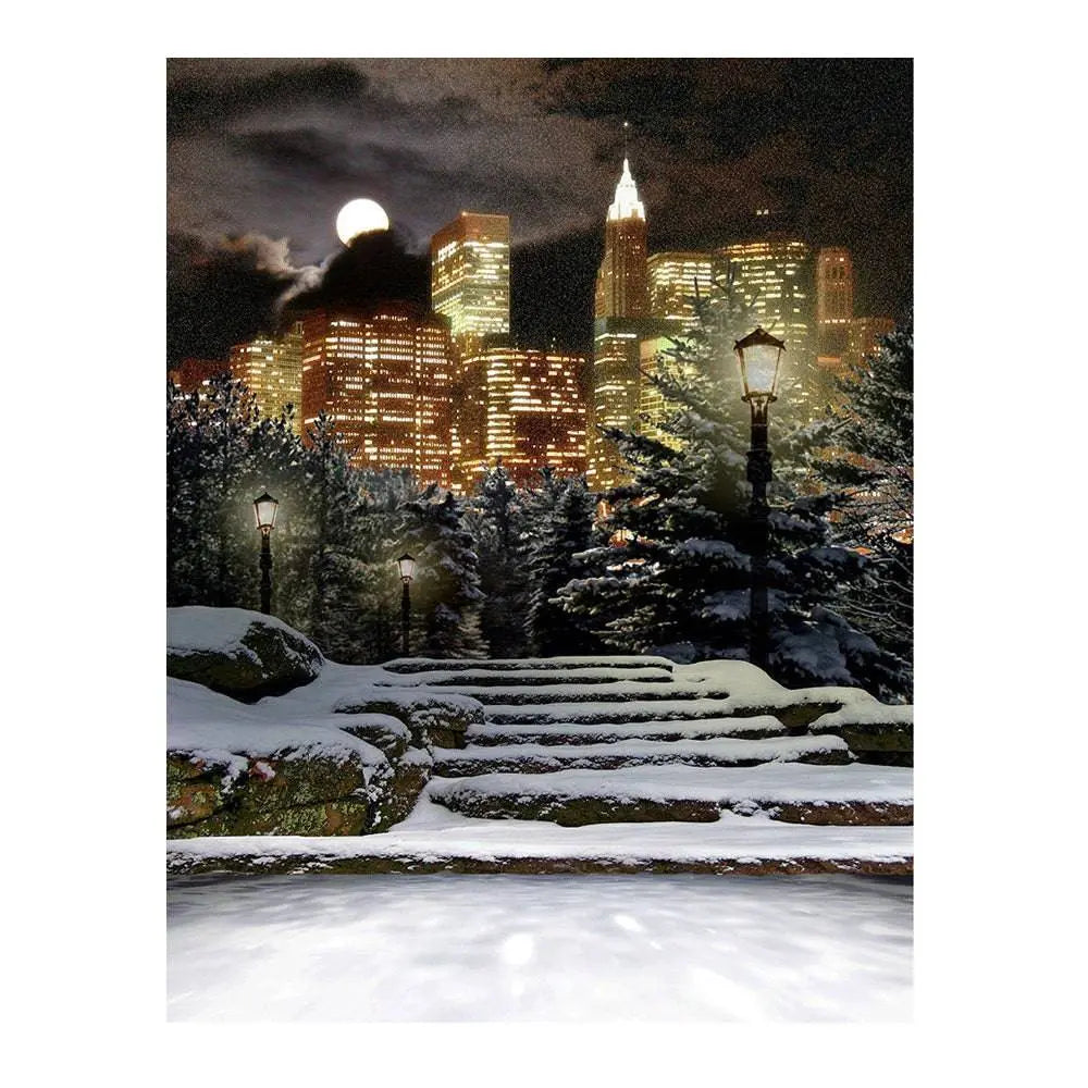 Winter City At Night Photo Backdrop - Pro 6 x 8