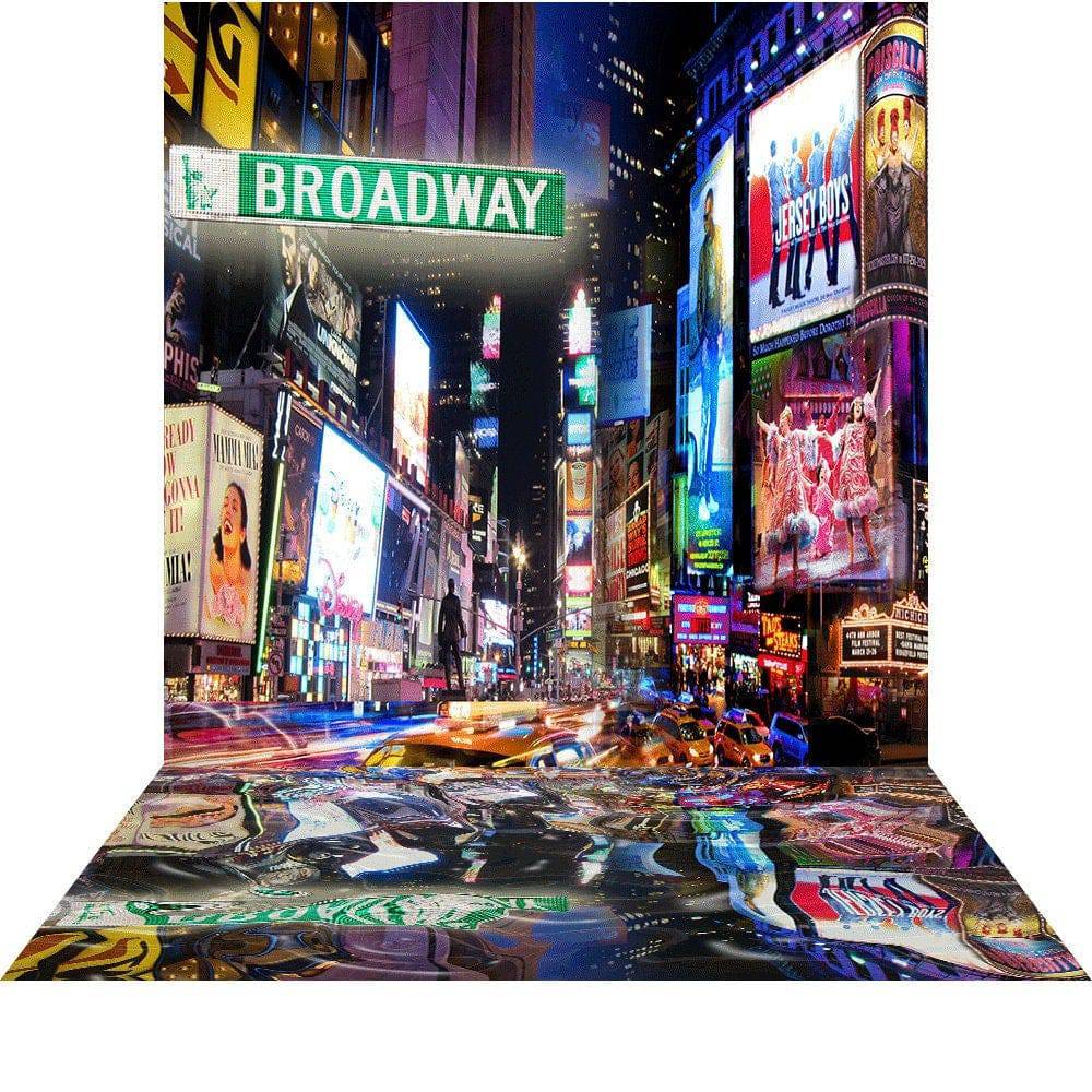 Colorful Broadway City Street Backdrop - Basic 8  x 16  