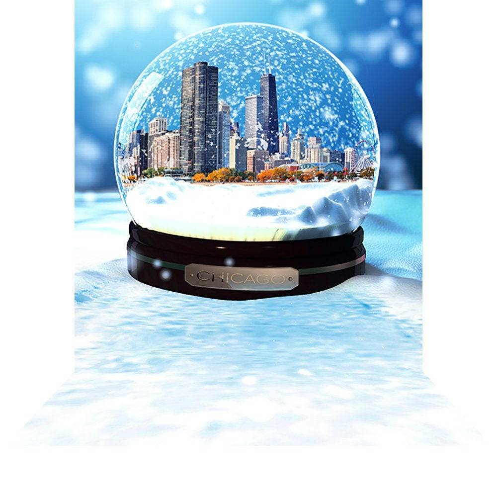 Chicago Snow Globe Photo Backdrop - Pro 10  x 20  