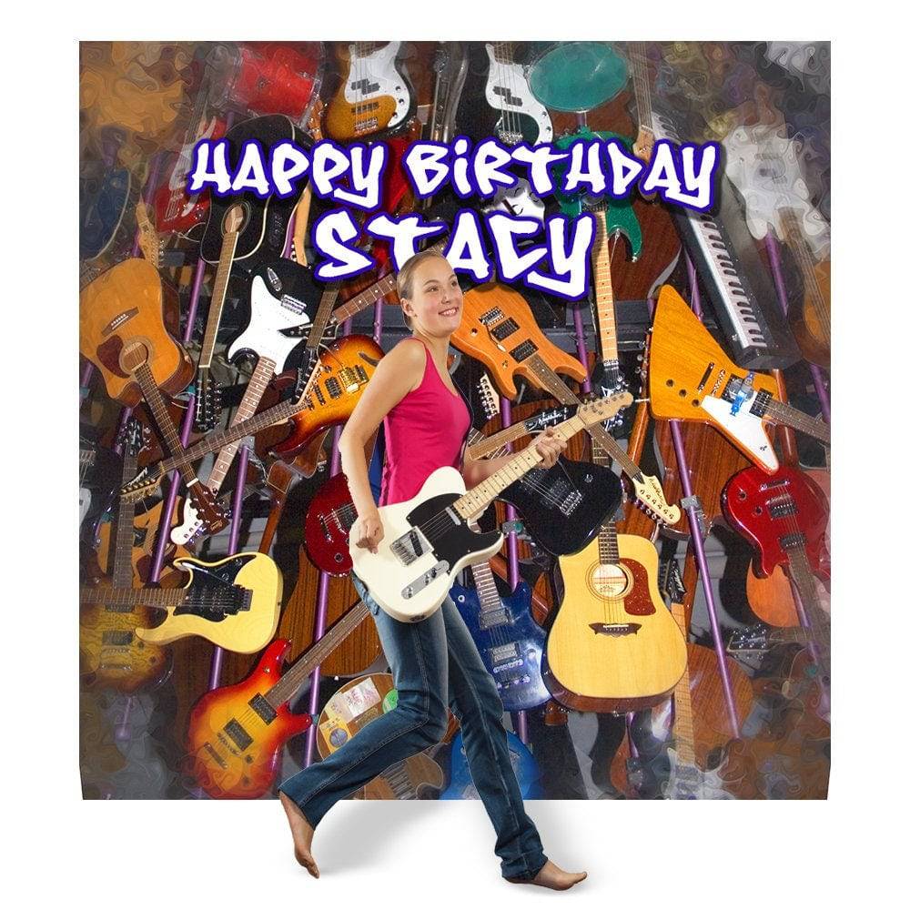 Guitar Birthday Backdrop, Music background for Musicals and Stages, a Photography Backdrop for venues, photo booth - Basic 5.5 x 6.5