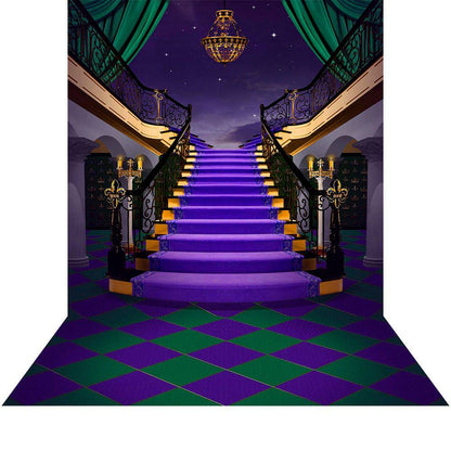 Gold Green Purple Staircase Photography Backdrop - Pro 9  x 16  