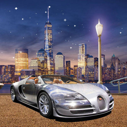 New York City Bugatti Car Photo Backdrop - Basic 10  x 8  