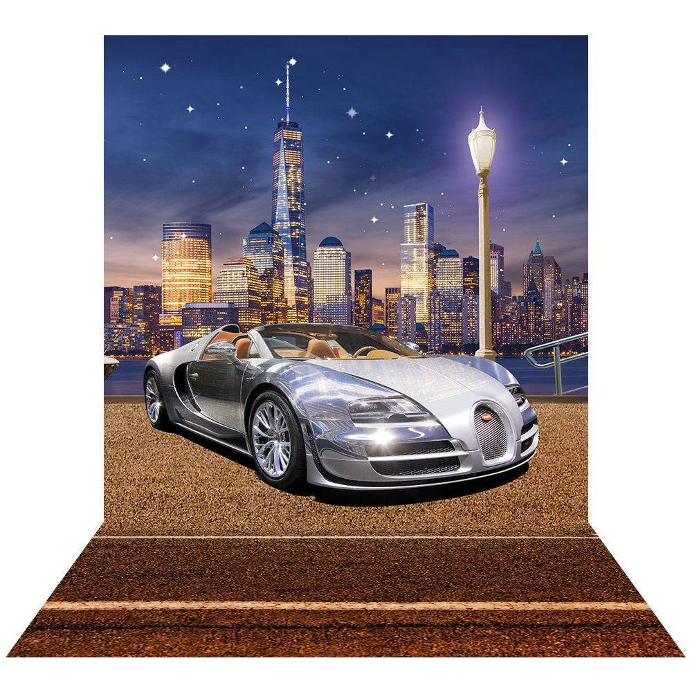 New York City Bugatti Car Photo Backdrop - Pro 10  x 20  