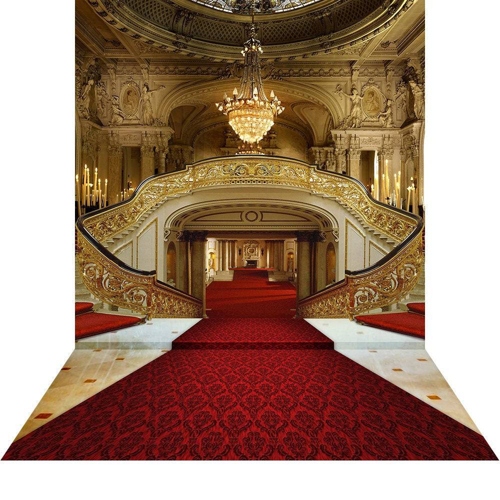 Red Carpet Double Staircase Photography Backdrop - Pro 9  x 16  